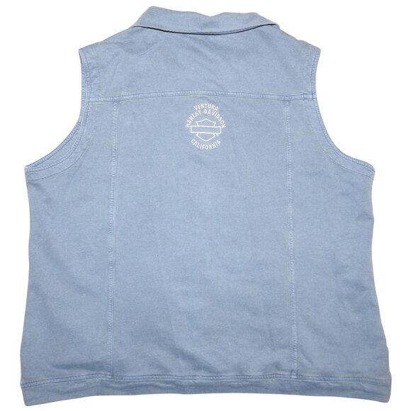 Vintage Harley-Davidson Motorcycle Ventura California Snap Up Blue Vest XL - Picture 8 of 10